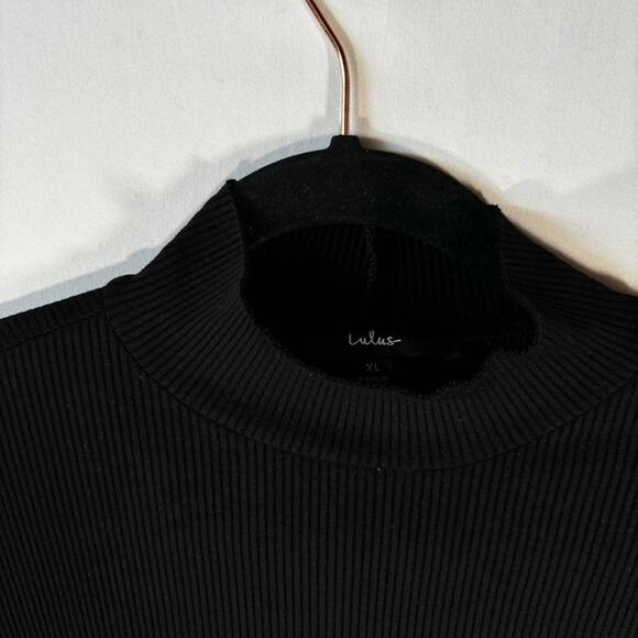 Lulus Size XL Long Sleeve Bodycon Dress Black Sweet Season Ribbed Mock Neck - Picture 9 of 16